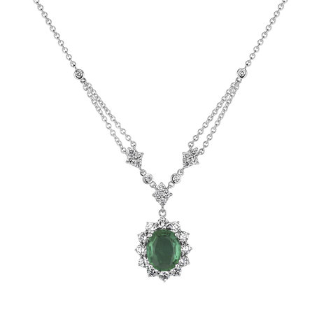 Diamond necklace with Emerald Divine Goddess