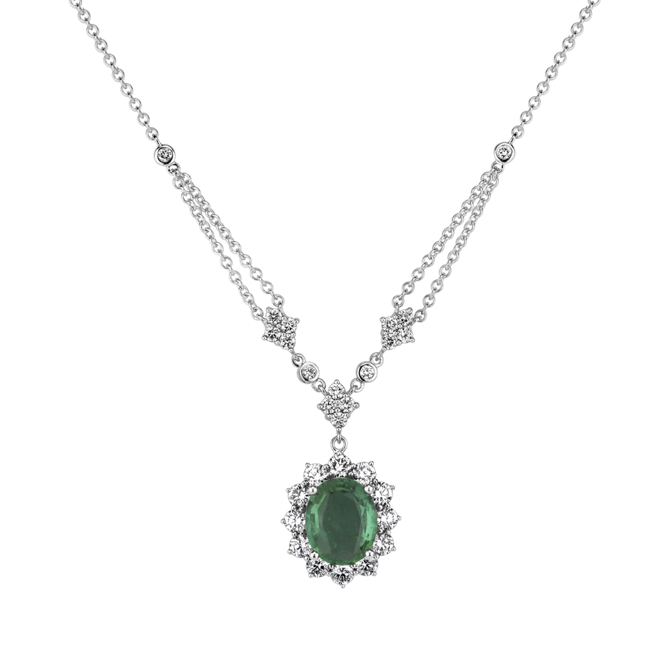 Diamond necklace with Emerald Divine Goddess