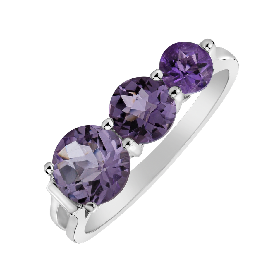 Ring with Amethysts Brazil Tripple Bonbons