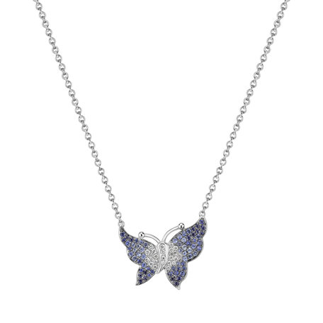 Diamond necklace with Sapphire Joyful Wings