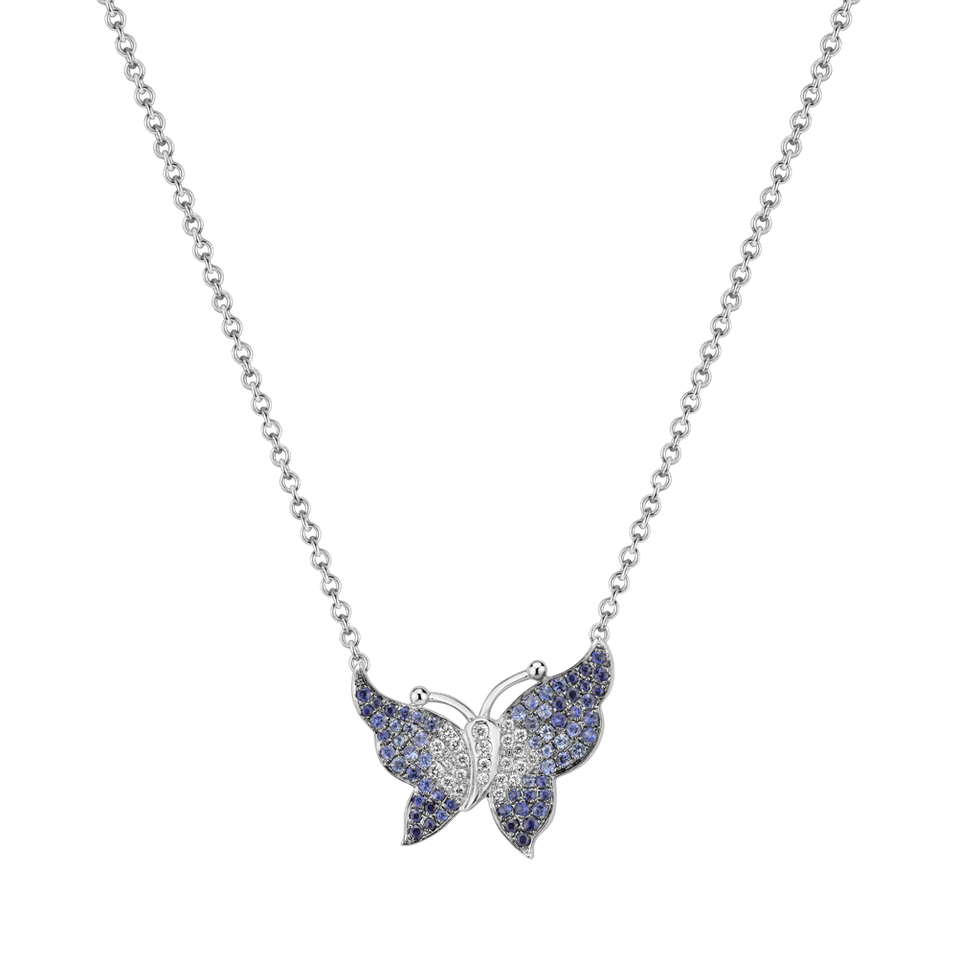 Diamond necklace with Sapphire Joyful Wings
