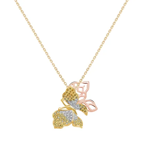 Pendant with necklace and yellow and white diamonds Dazzling Wings