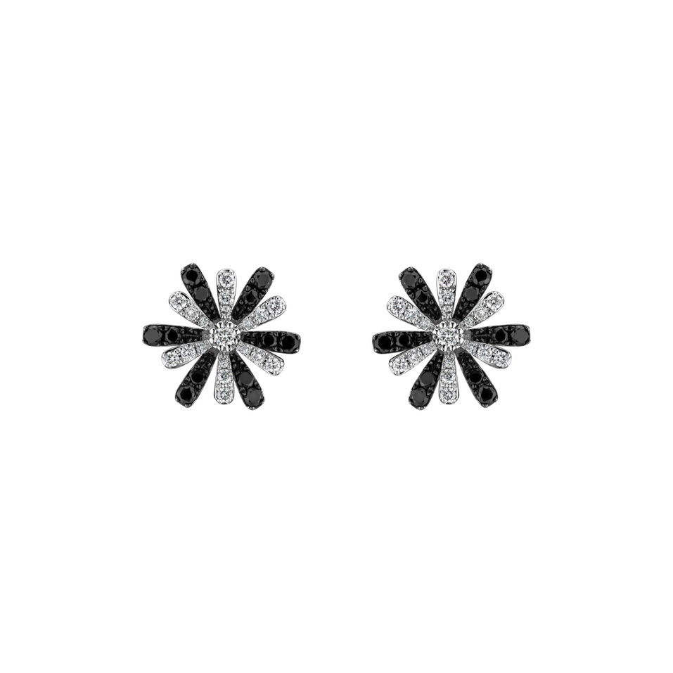 Earrings with black and white diamonds Blooming Grace