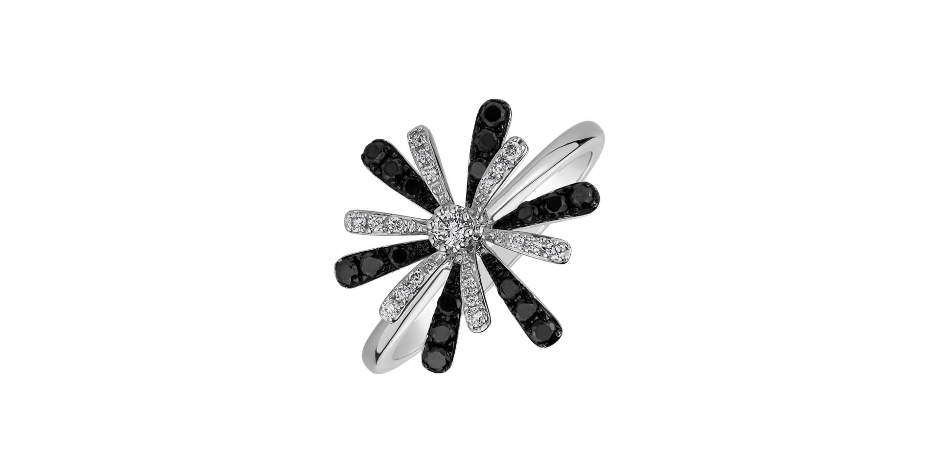 Ring with black and white diamonds Heavy Grey