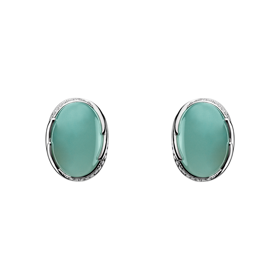 Diamond earrings with Chalcedony Mystic Blossom