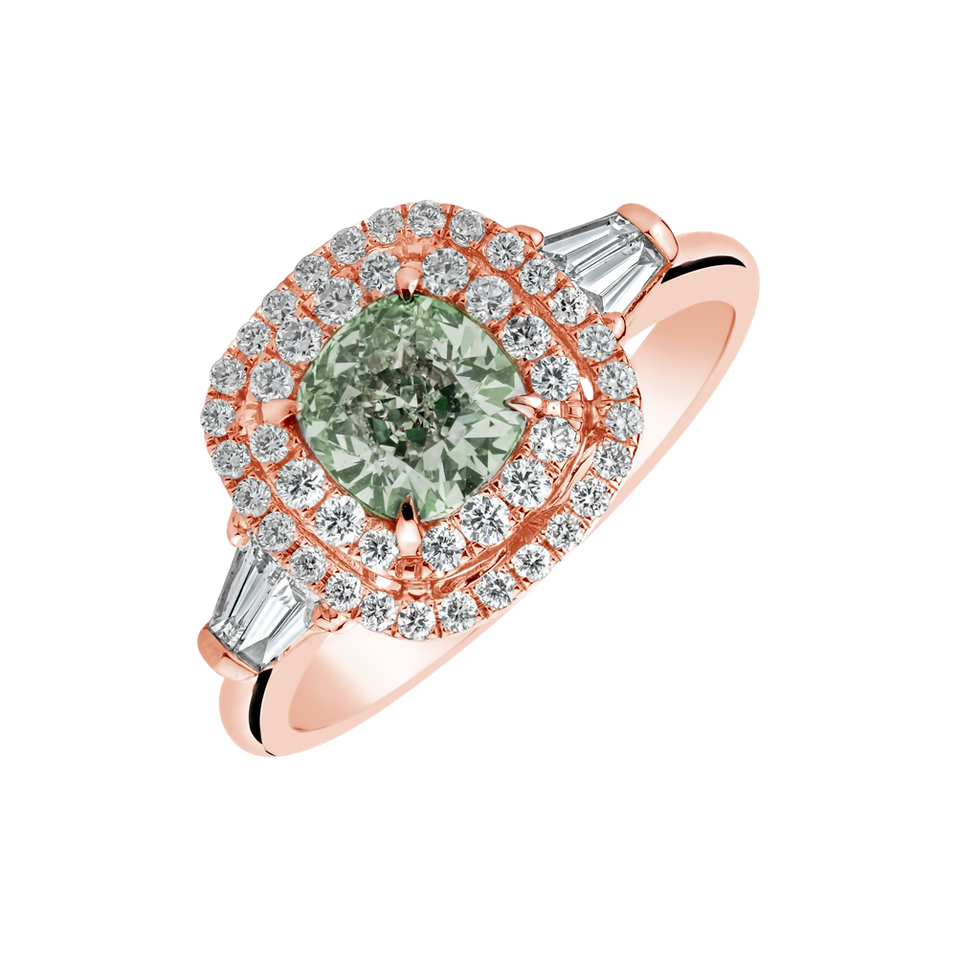 Ring with white and green diamonds Fascinating Countess