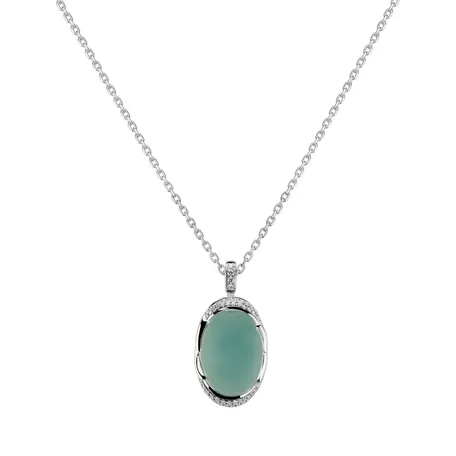 Diamond pendant with Chalcedony Mystic Blossom