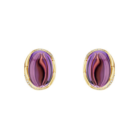 Diamond earrings with Amethyst Mystic Blossom