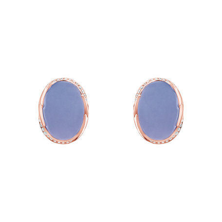 Diamond earrings with Chalcedony Mystic Blossom