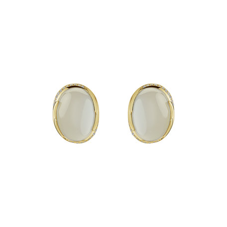 Diamond earrings with Moonstone Mystic Blossom