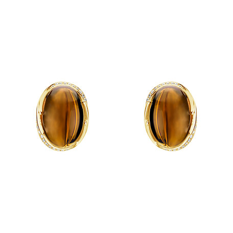 Diamond earrings with Quartz Mystic Blossom