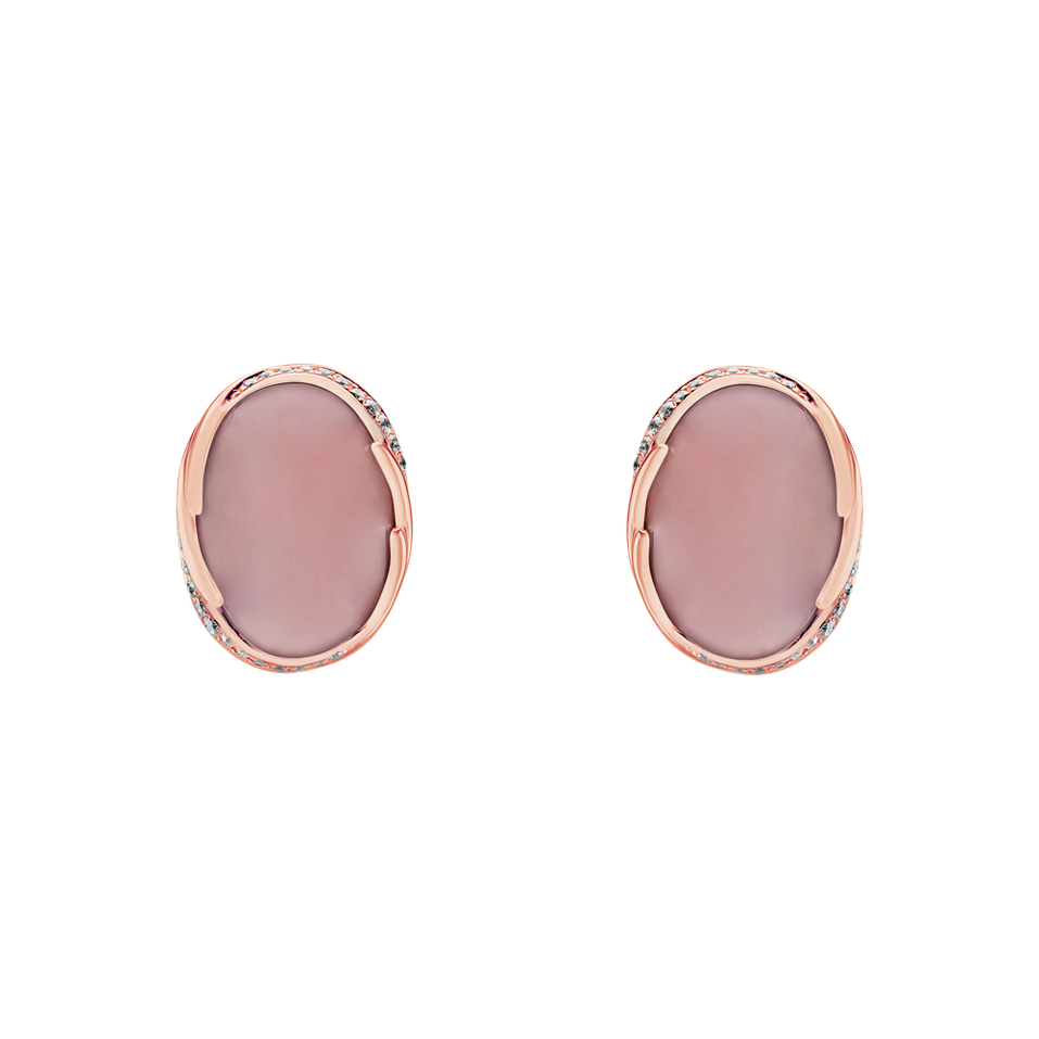 Diamond earrings with Rose Quartz Mystic Blossom