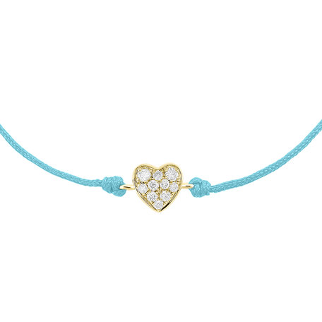 Diamond bracelet with cord Pretty Heart