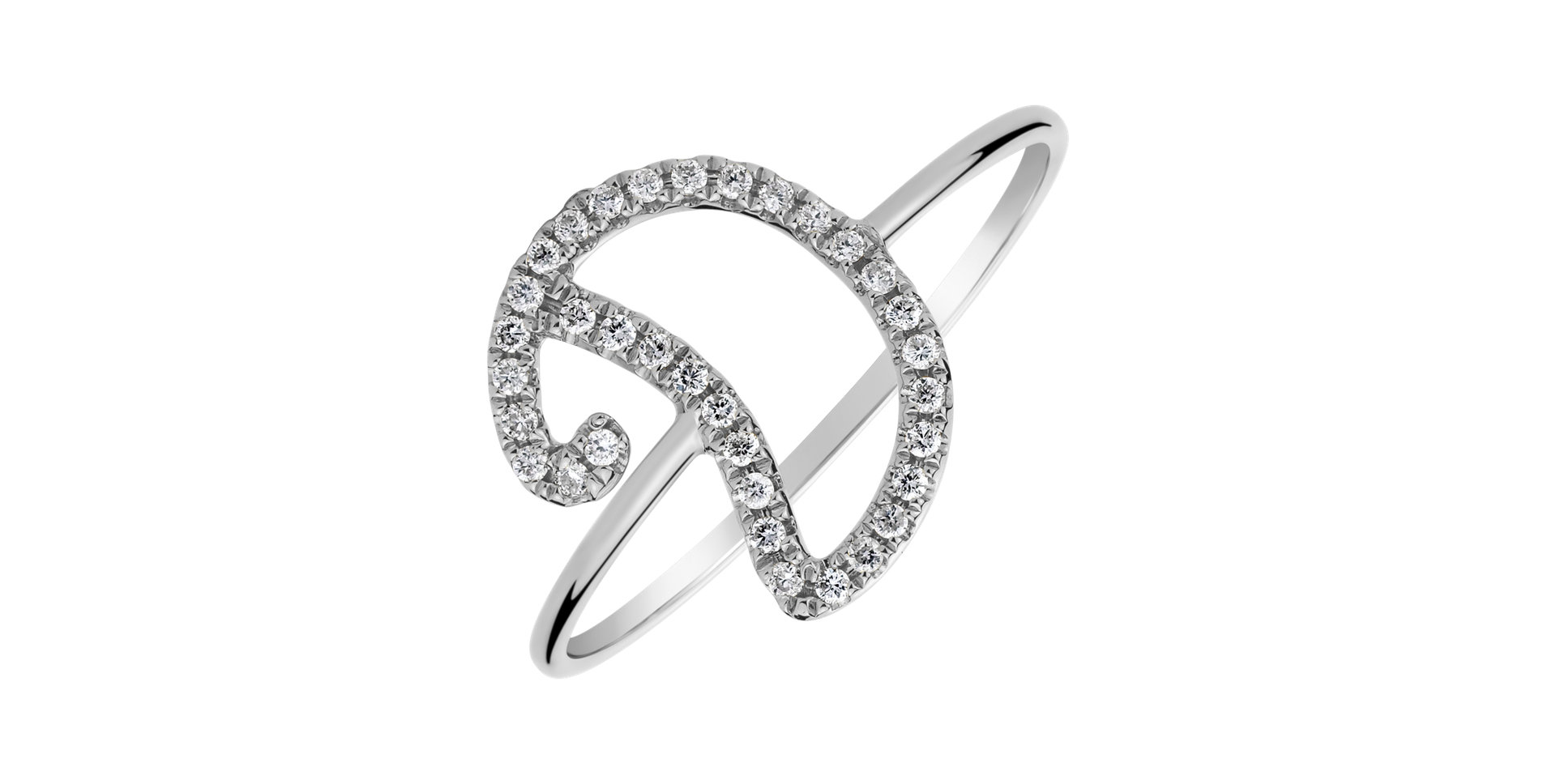 Diamond ring Curly Glittery D