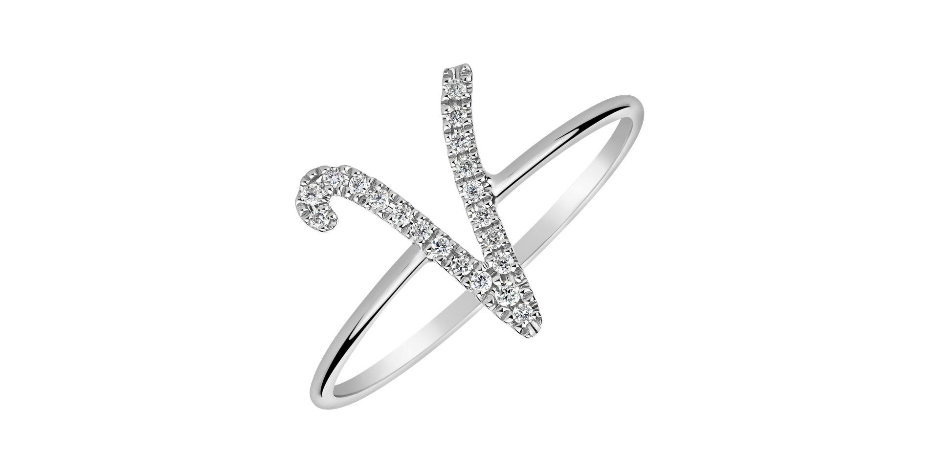 Diamond ring Curly Glittery V