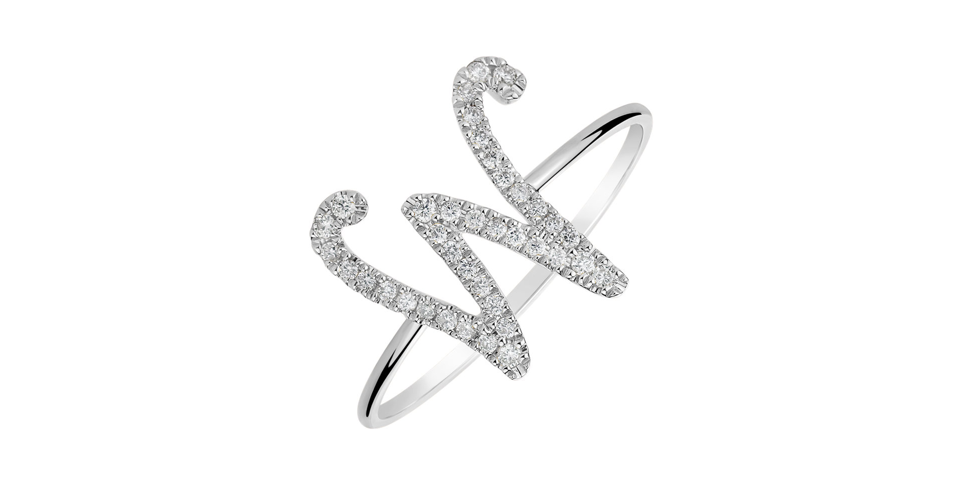 Diamond ring Curly Glittery W