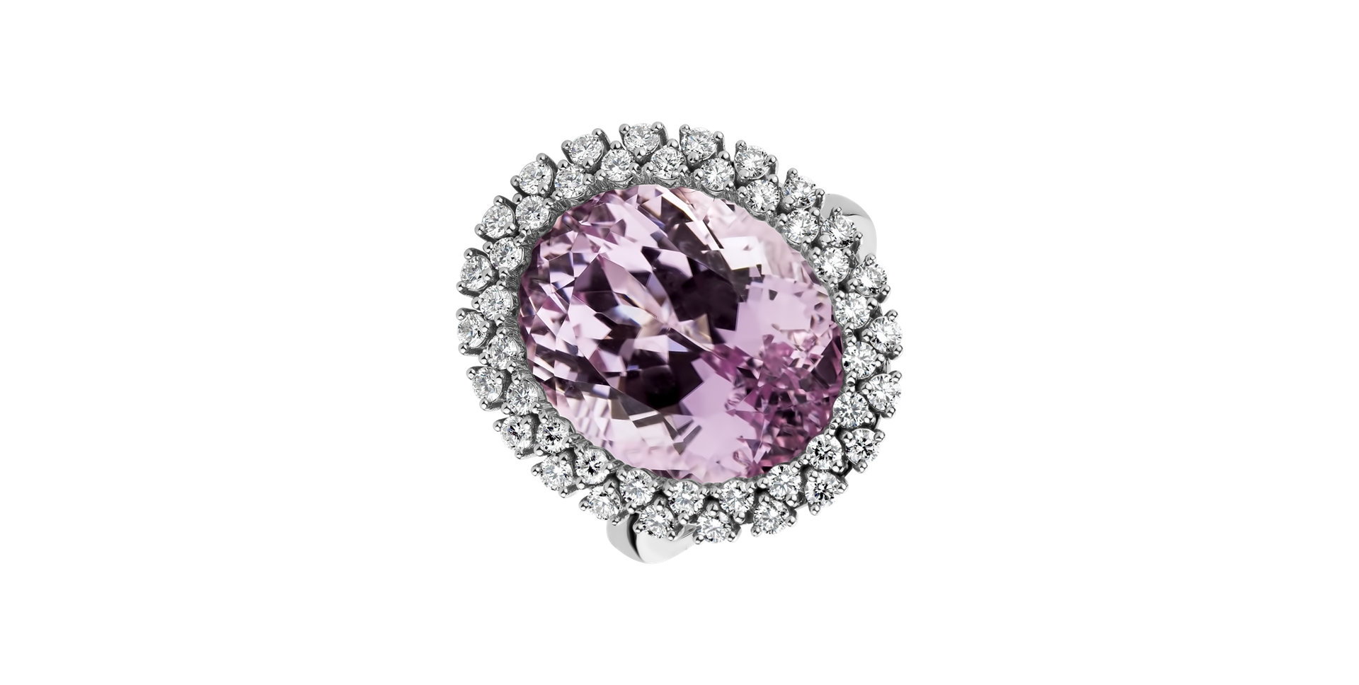 Diamond ring with Kunzite Eternal Sky