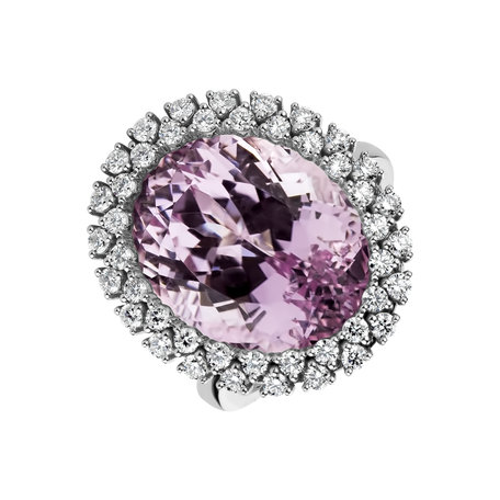 Diamond ring with Kunzite Eternal Sky