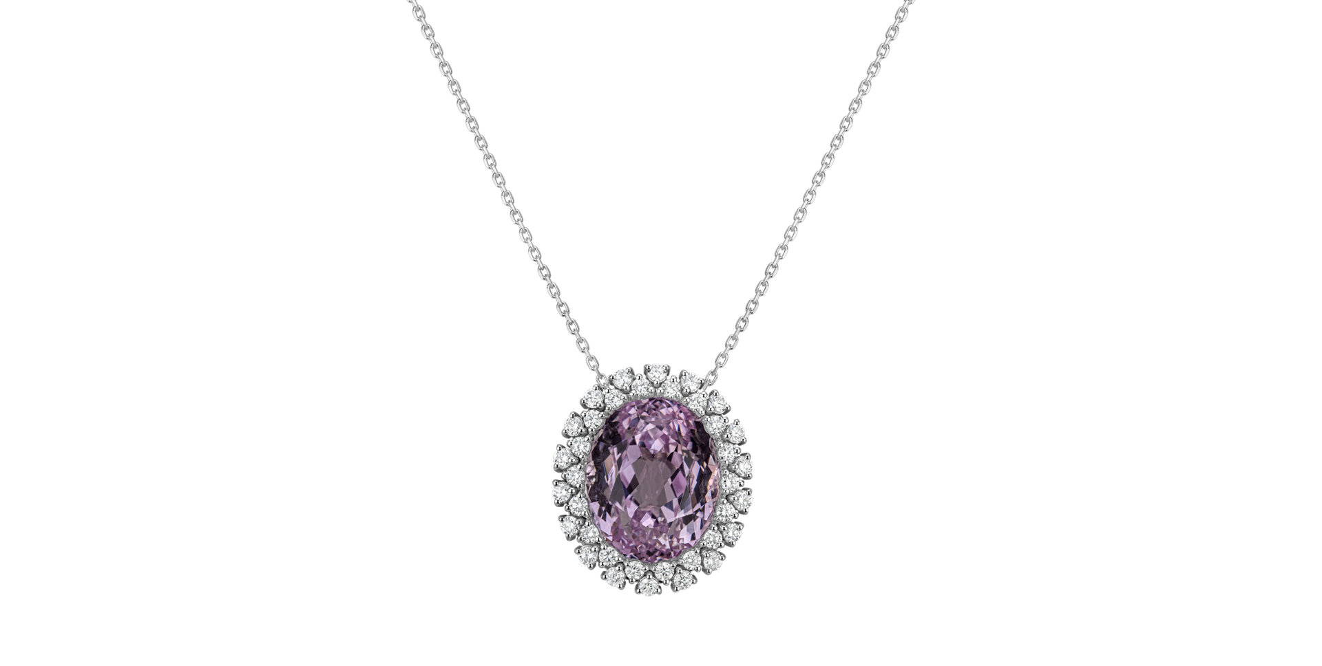 Necklace with Kunzite and diamonds Sinful Goddess