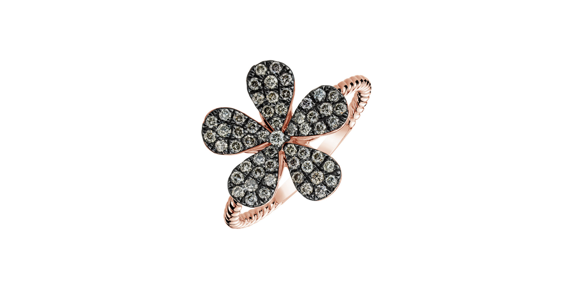 Ring with brown diamonds Flower Caress