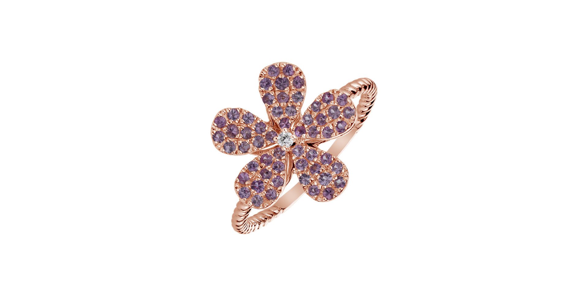 Diamond ring with Sapphire Flower Caress