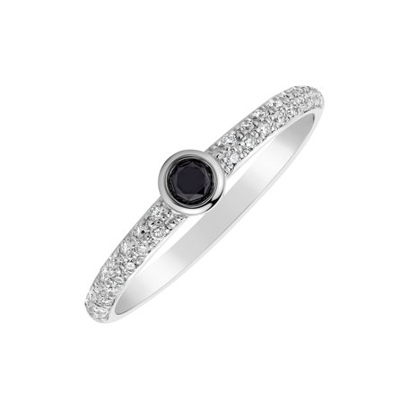 Ring with black and white diamonds Angel Ray