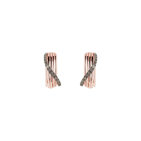 Earrings with brown diamonds Fresh Waves