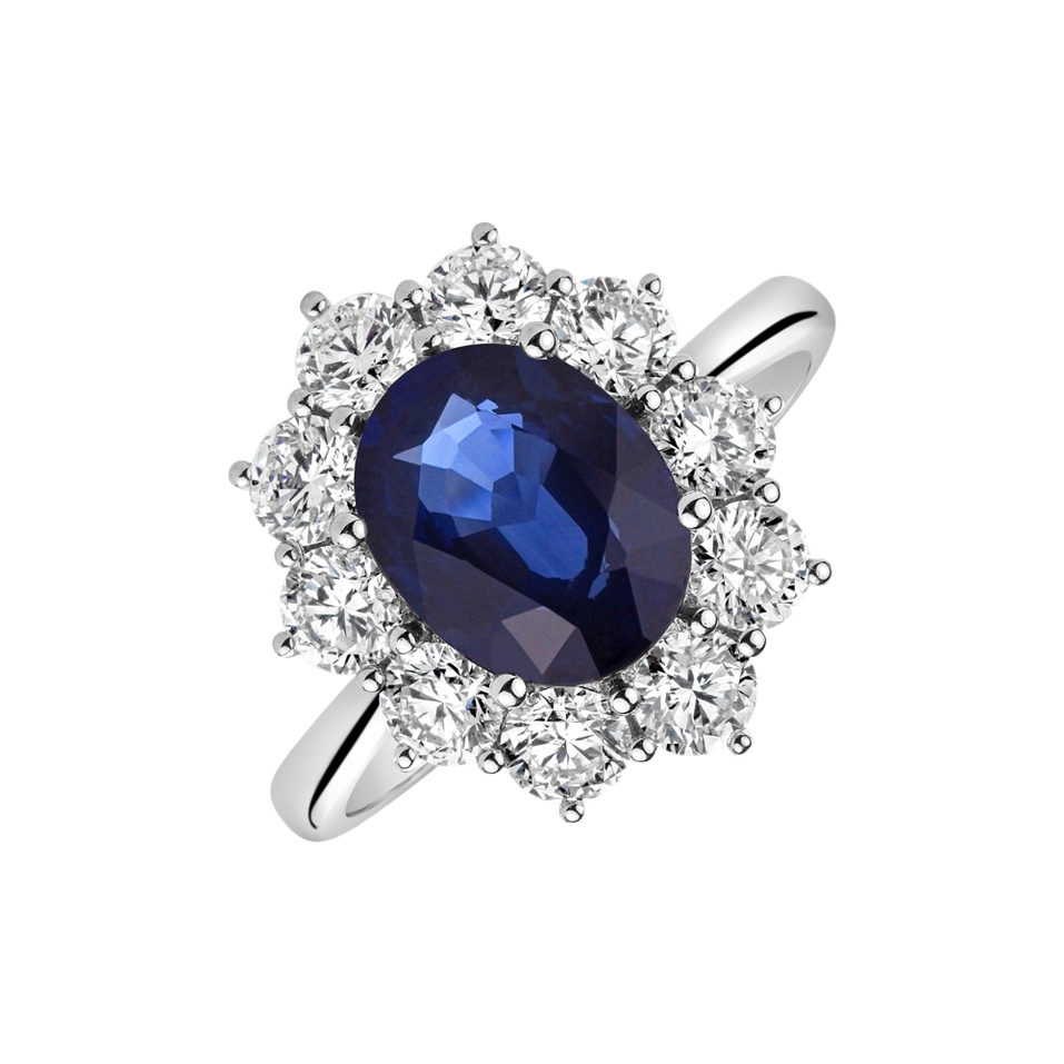 Diamond ring with Sapphire Sky Goddess