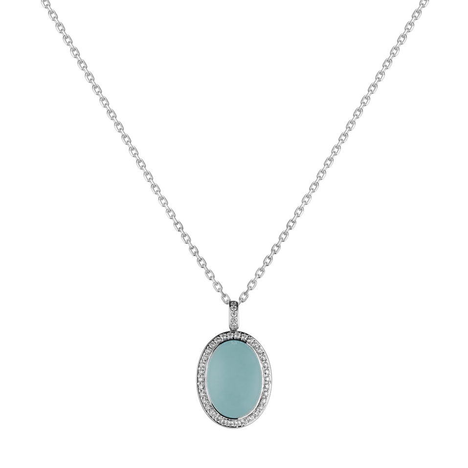 Diamond pendant with Chalcedony Gem Sparkle