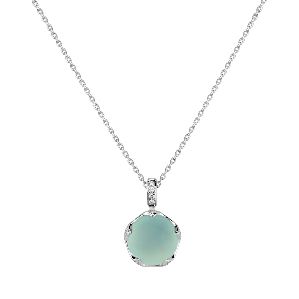 Diamond pendant with Chalcedony Vivid Blossom