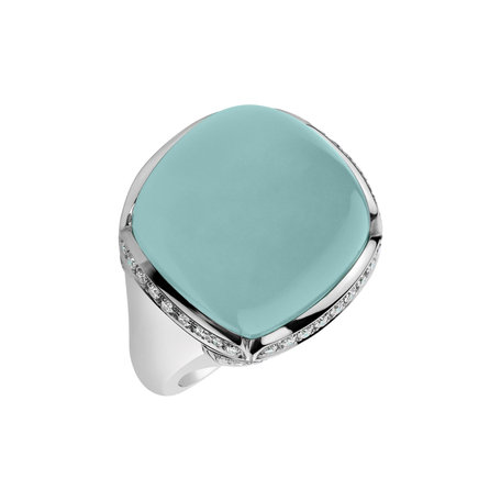 Diamond ring with Chalcedony Charming Blossom