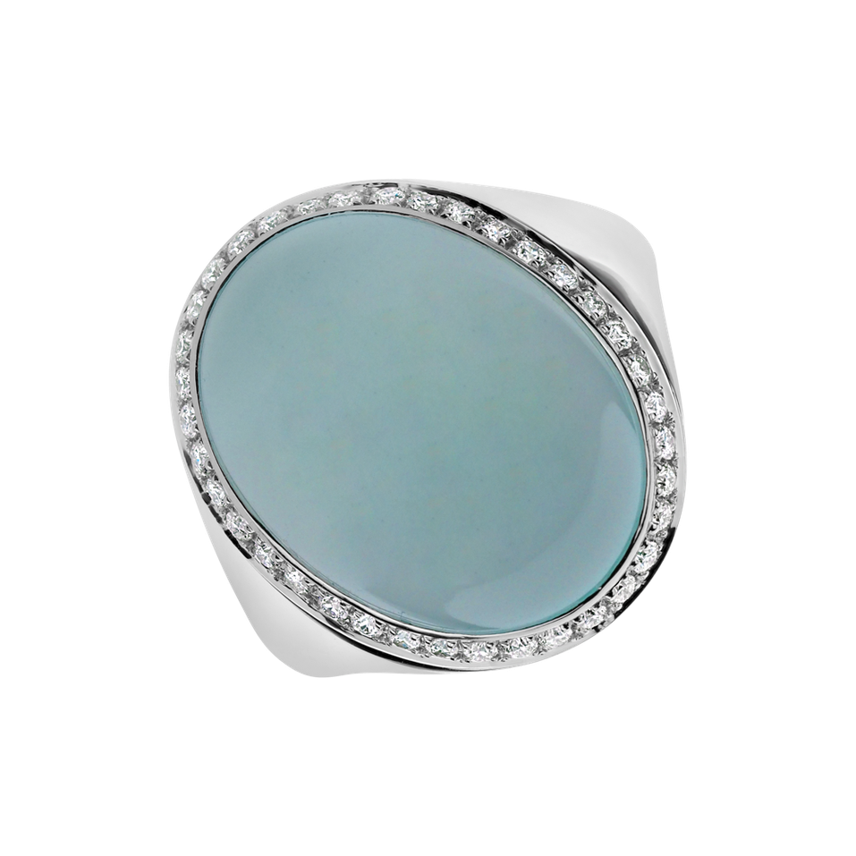 Diamond ring with Chalcedony Magic Blossom