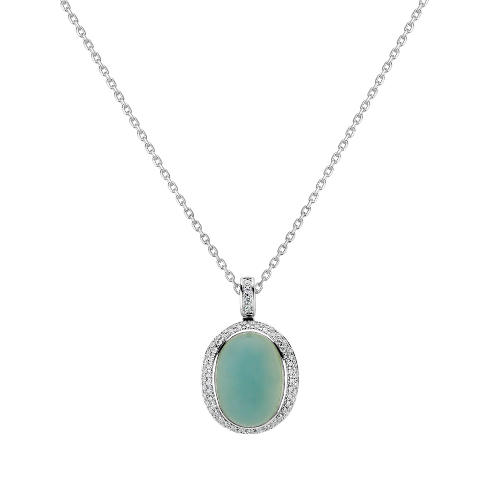 Diamond pendant with Chalcedony Magic Blossom