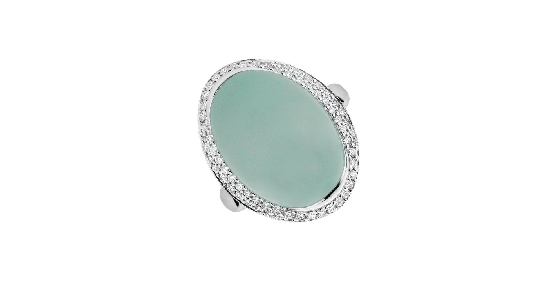 Diamond ring with Chalcedony Blossom Gem