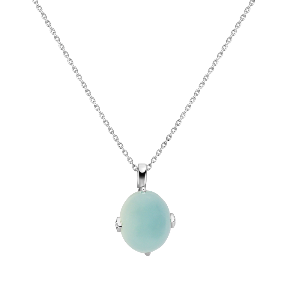Diamond pendant with Chalcedony Drop Blossom
