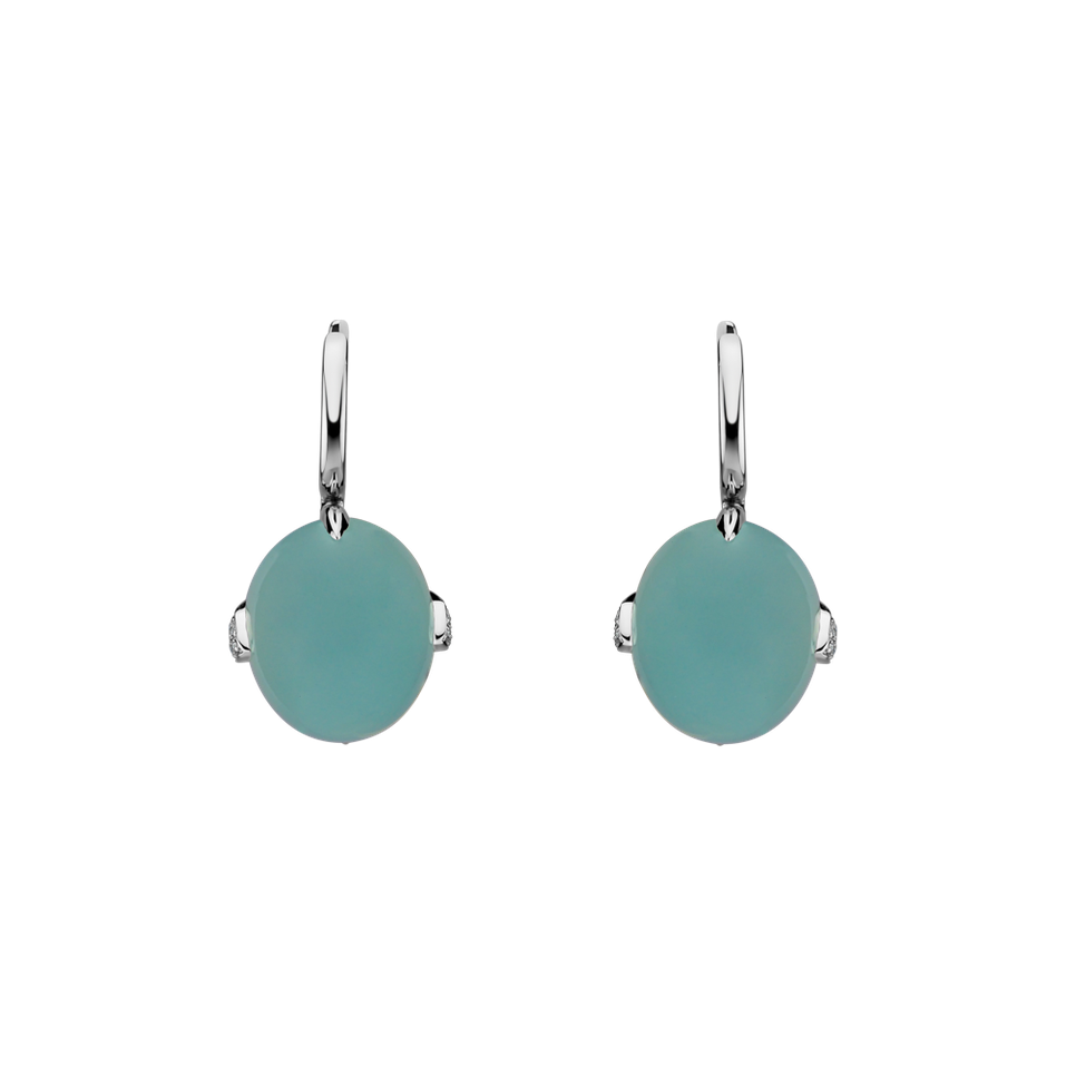 Diamond earrings with Chalcedony Shining Grace