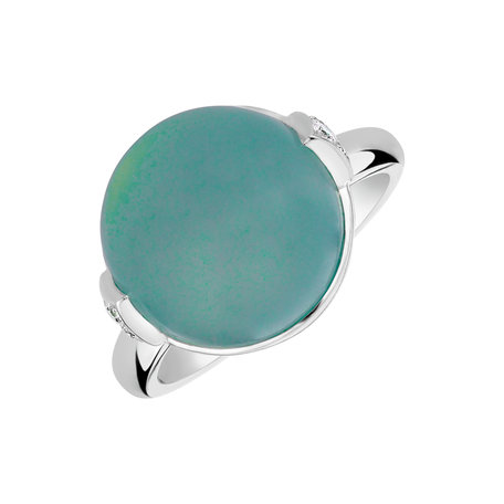 Diamond ring with Chalcedony Fairy Blossom