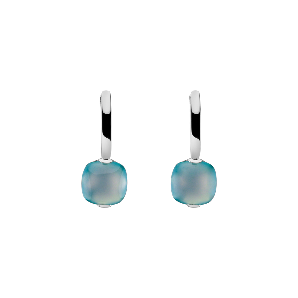 Earrings with Turquoise Chalcedony Bonbon