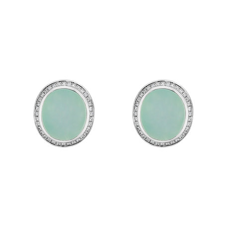 Diamond earrings with Chalcedony Shiny Blossom