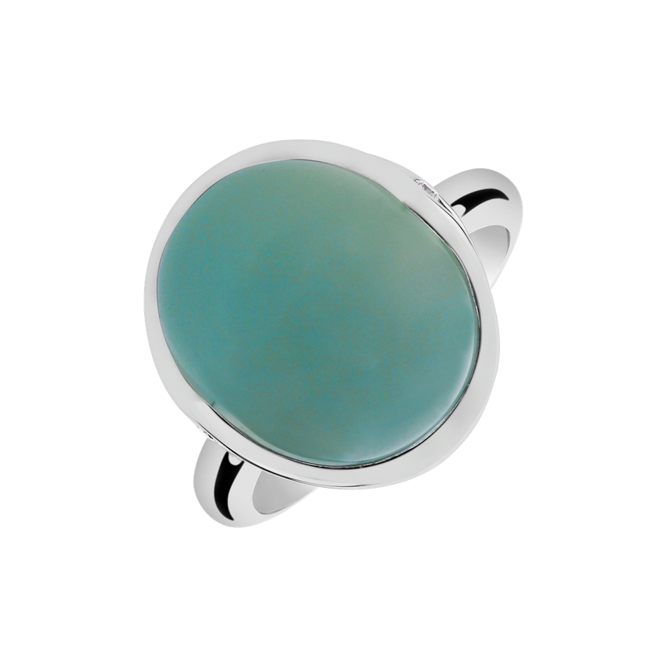 Diamond ring with Chalcedony Fairytale Drop