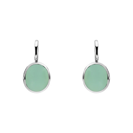 Diamond earrings with Chalcedony Fairytale Drop