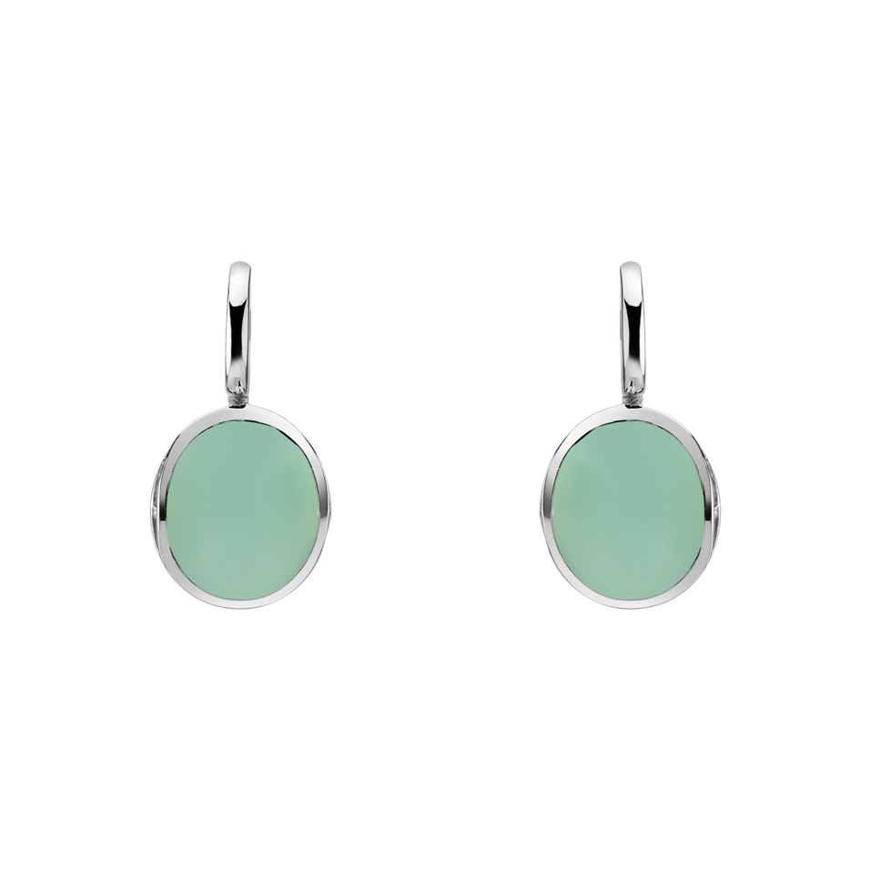 Diamond earrings with Chalcedony Fairytale Drop