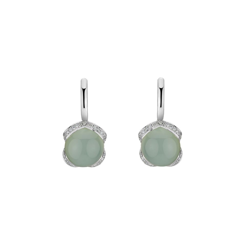 Diamond earrings with Chalcedony Rainbow Wish