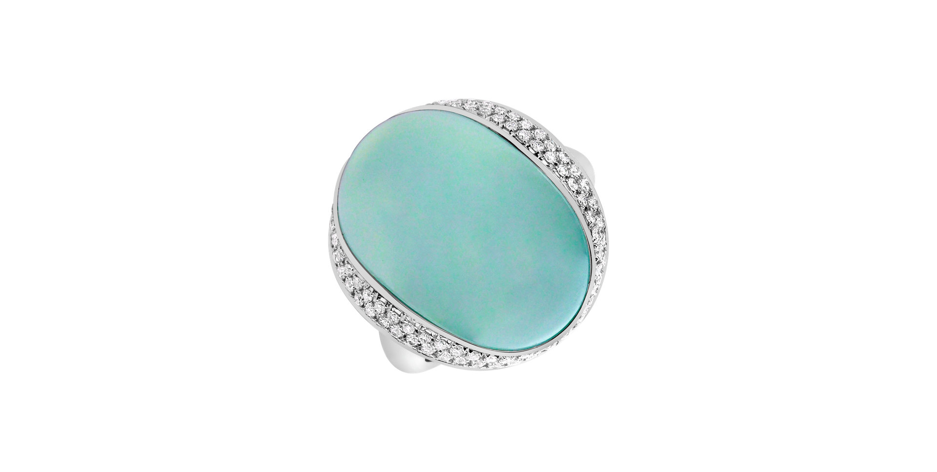 Diamond ring with Chalcedony Rainbow Blossom