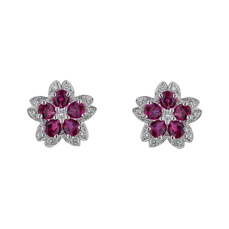 Diamond earrings and Ruby Lovely Pleasure