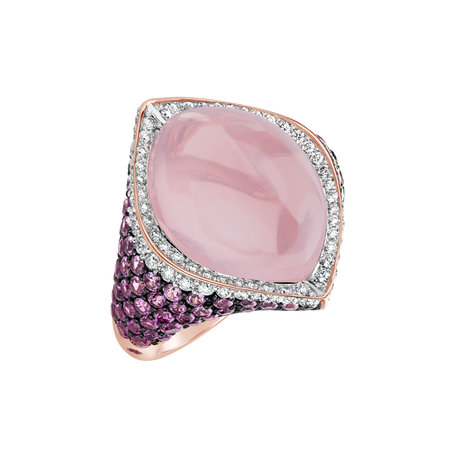 Diamond ring with Rose Quartz and Sapphire Dream Jewel