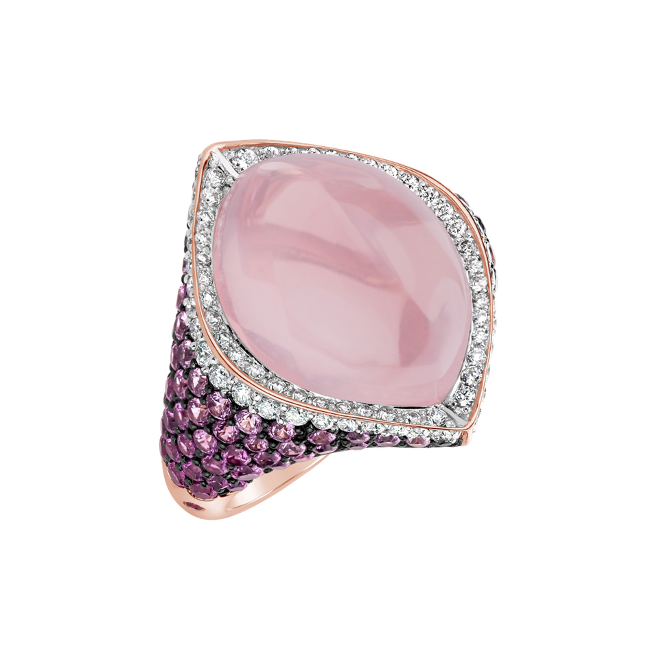 Diamond ring with Rose Quartz and Sapphire Dream Jewel