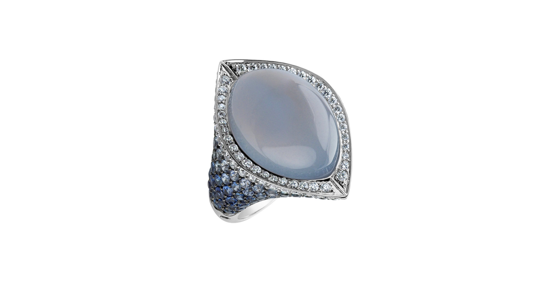 Diamond ring with Chalcedony and Sapphire Dream Jewel