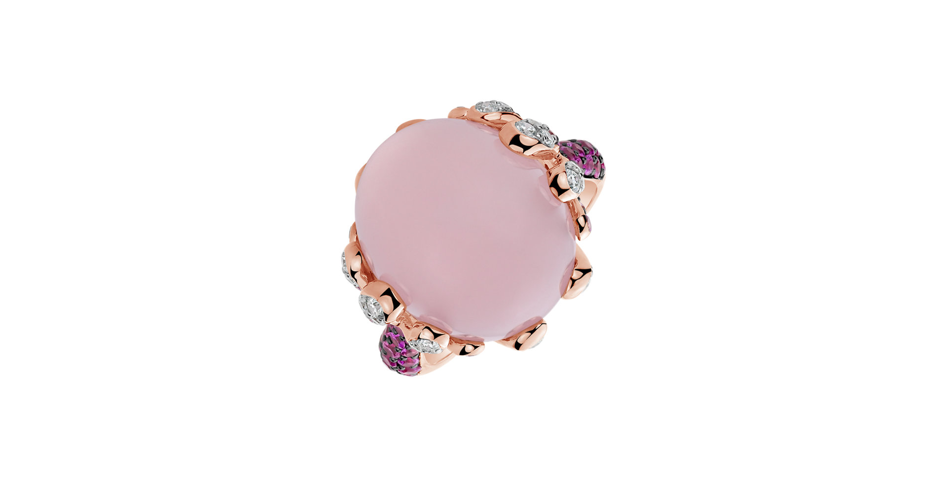 Diamond ring with Rose Quartz and Sapphire Heaven Temptation