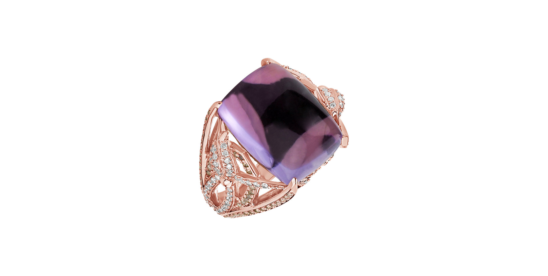 Ring with Amethyst, brown and white diamonds Fascinating Ladyship